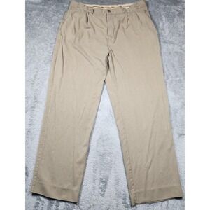 Tommy Bahama Pants Mens 34x30 Tan Silk Bamboo Dress Casual Pleated (Tag 35x30)
